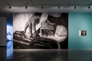 Museum of Contemporary Art Australia, Marc Bauer, 'Arsenal Shipyard Brest Brittany France' (2018). Wall drawing, charcoal. Installation view: 21st Biennale of Sydney, Museum of Contemporary Art Australia, Sydney (16 March–11 June 2018). Courtesy the artist and Galerie Peter Kilchmann, Zürich. Photo: Document Photography.
